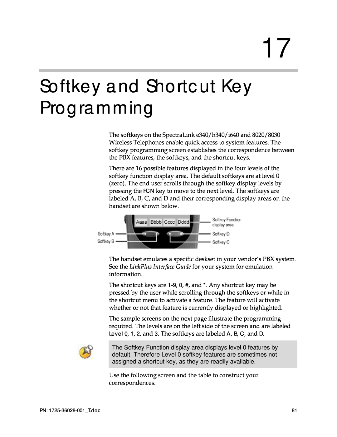 Polycom 1725-36028-001 manual Softkey and Shortcut Key Programming 