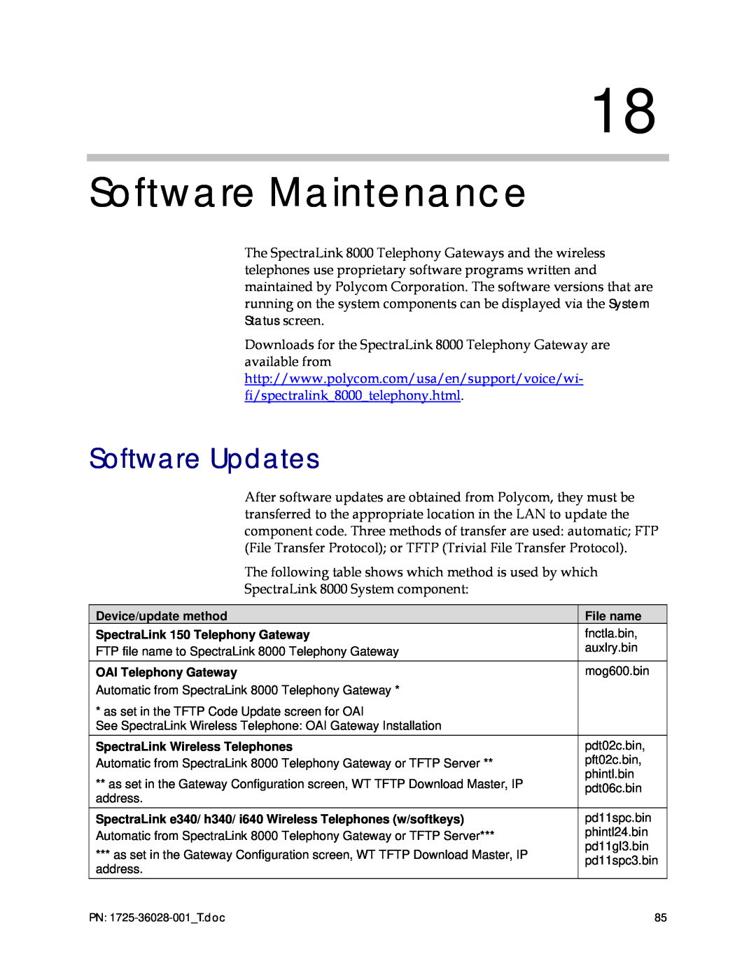 Polycom 1725-36028-001 manual Software Maintenance, Software Updates 