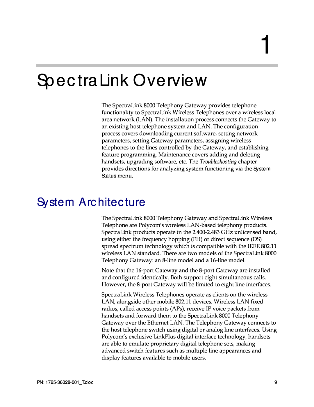 Polycom 1725-36028-001 manual SpectraLink Overview, System Architecture 