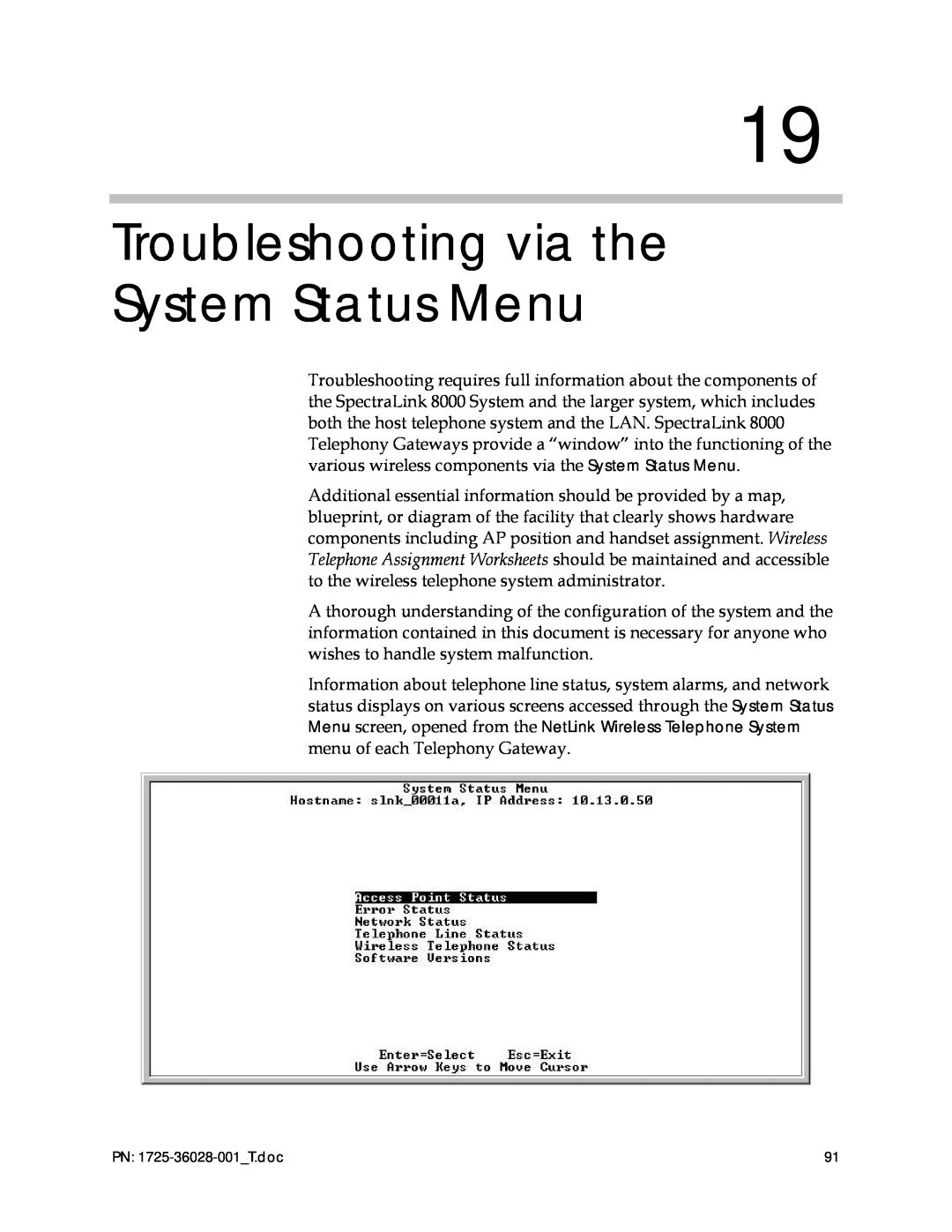 Polycom 1725-36028-001 manual Troubleshooting via the System Status Menu 