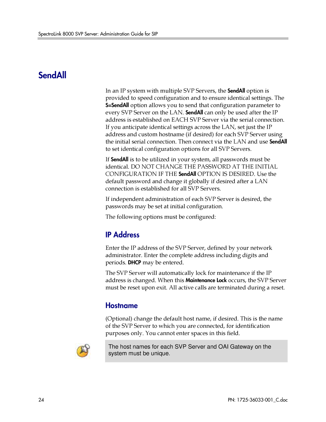 Polycom 1725-36033-001 manual IP Address, Hostname 