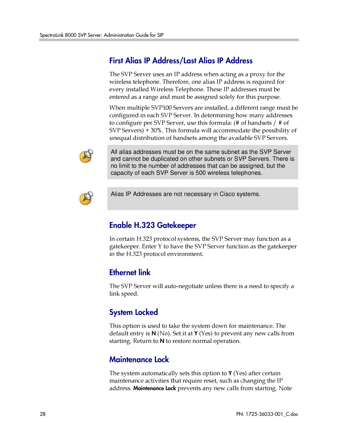 Polycom 1725-36033-001 First Alias IP Address/Last Alias IP Address, Enable H.323 Gatekeeper, Ethernet link, System Locked 