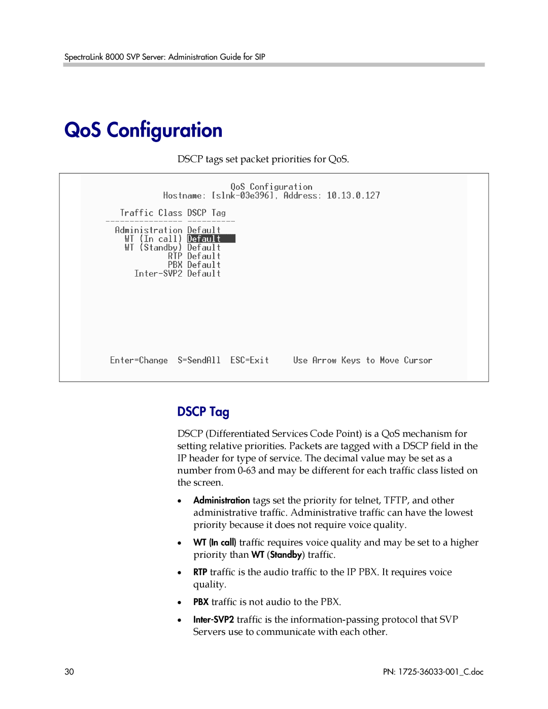 Polycom 1725-36033-001 manual QoS Configuration, Dscp Tag 