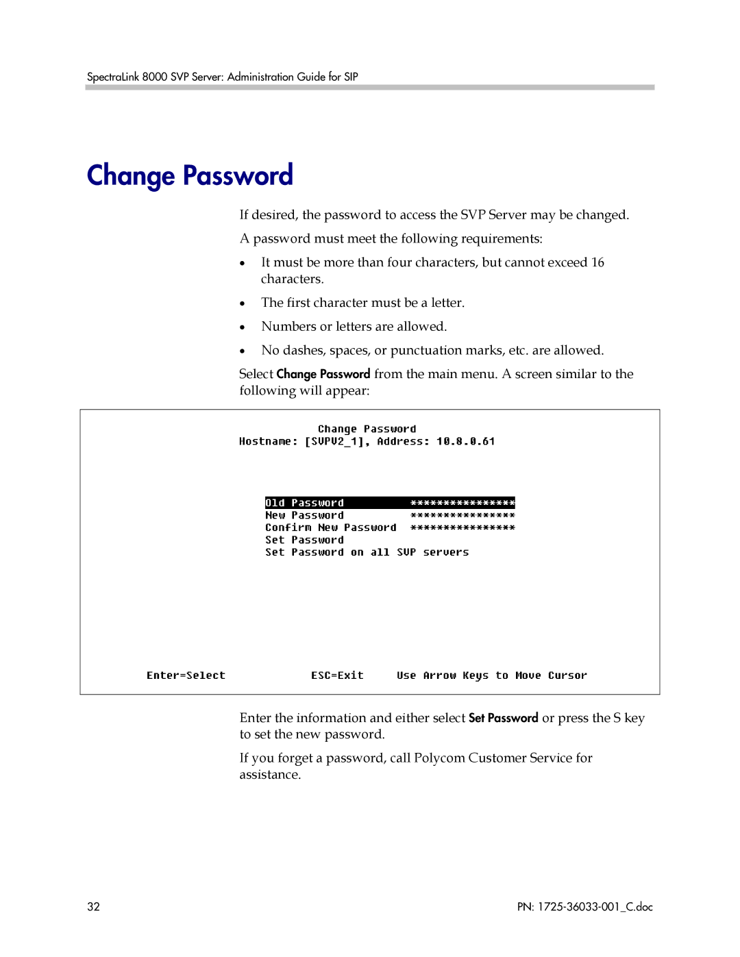 Polycom 1725-36033-001 manual Change Password 