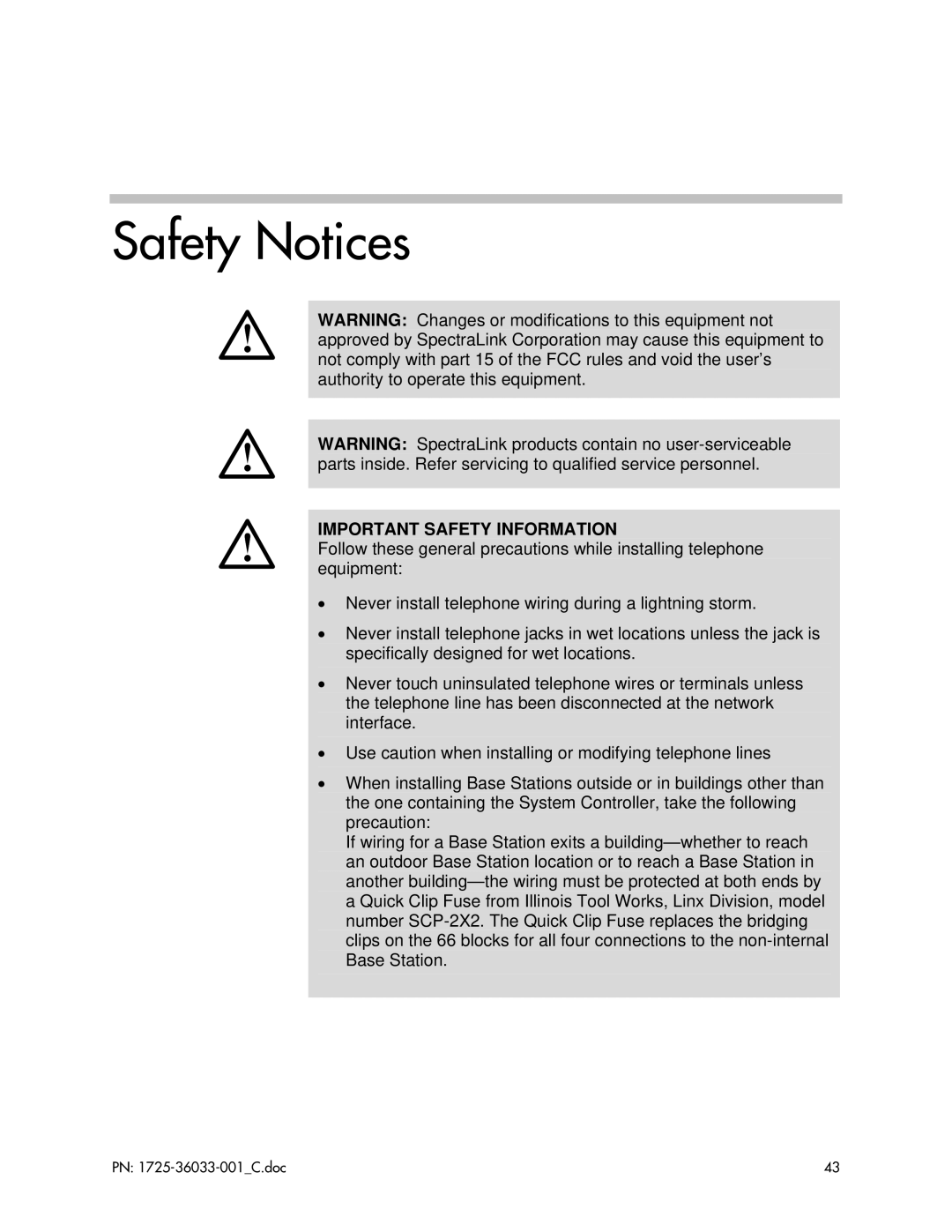 Polycom 1725-36033-001 manual Safety Notices, Important Safety Information 