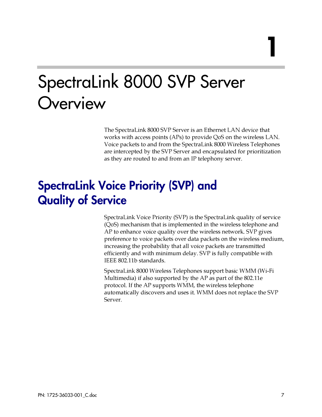 Polycom 1725-36033-001 manual SpectraLink 8000 SVP Server Overview, SpectraLink Voice Priority SVP Quality of Service 