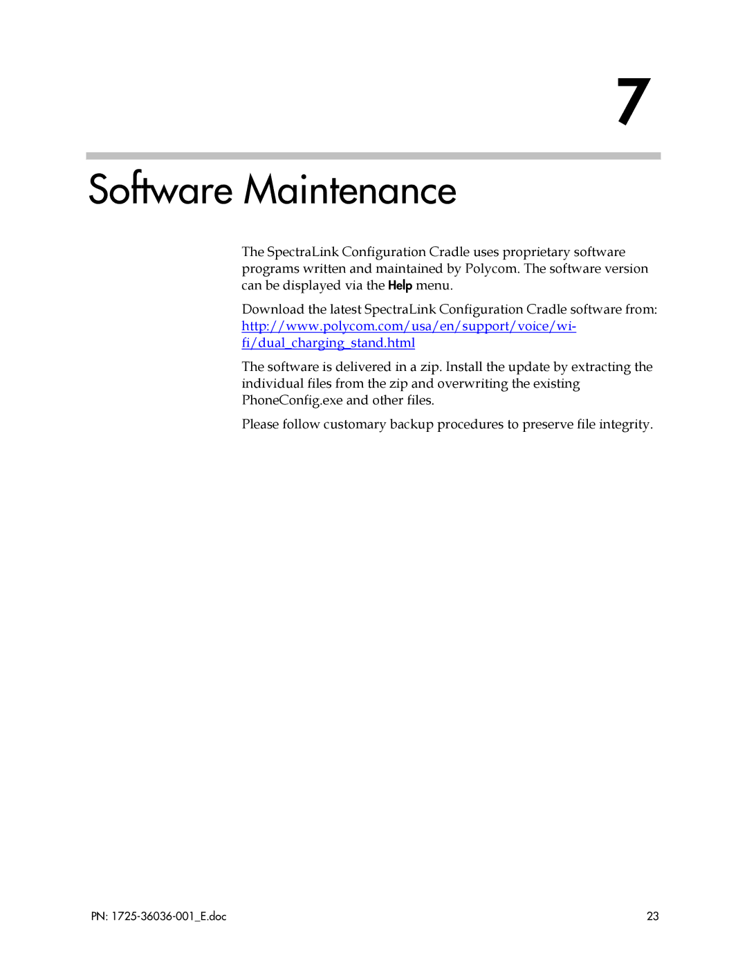 Polycom 1725-36036-001_E manual Software Maintenance 