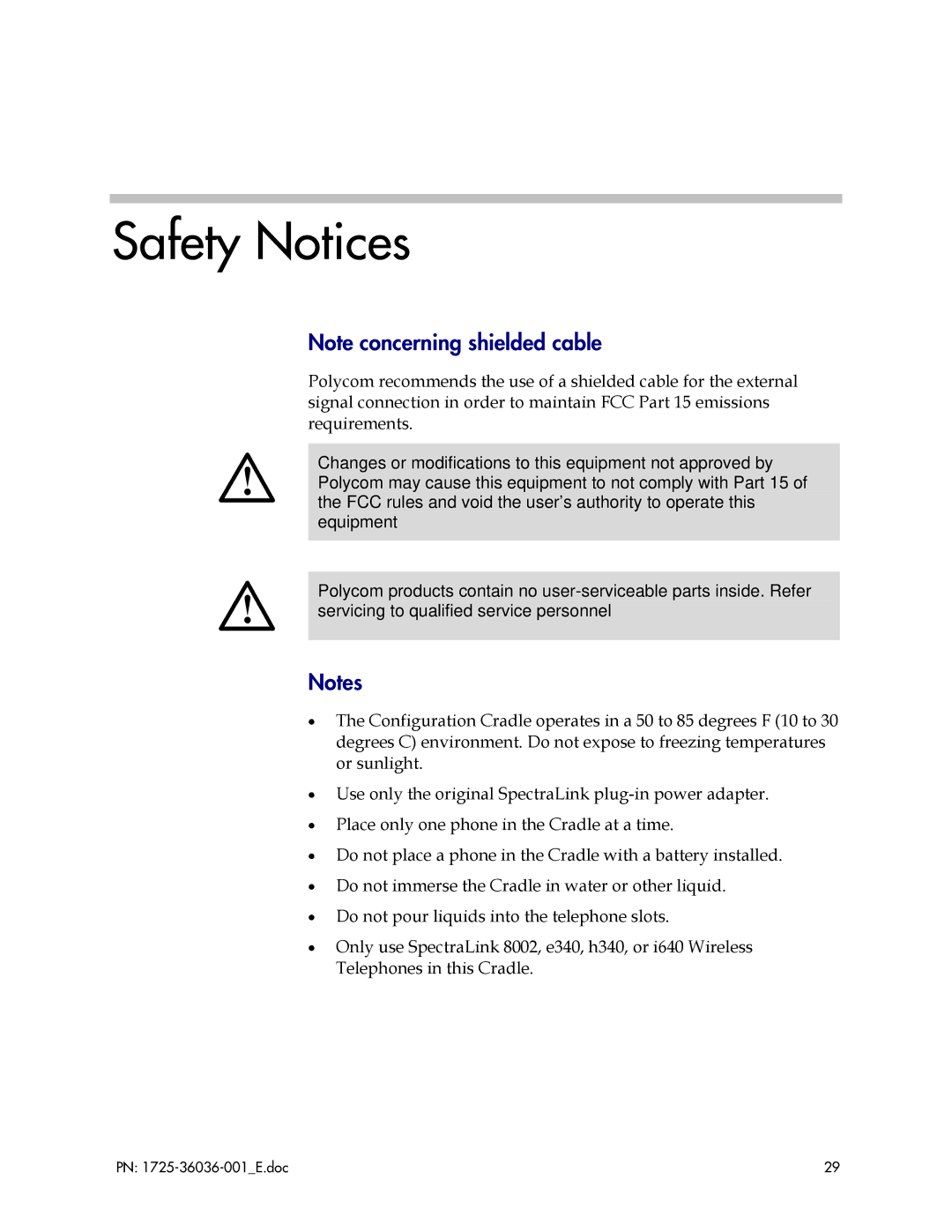 Polycom 1725-36036-001_E manual Safety Notices 