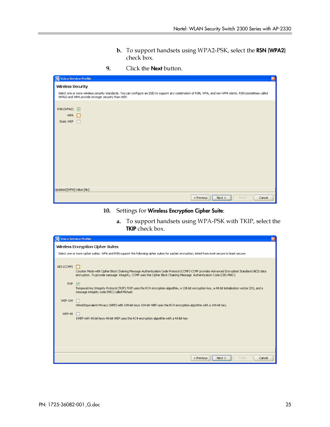 Polycom 1725-36082-001 manual Settings for Wireless Encryption Cipher Suite 