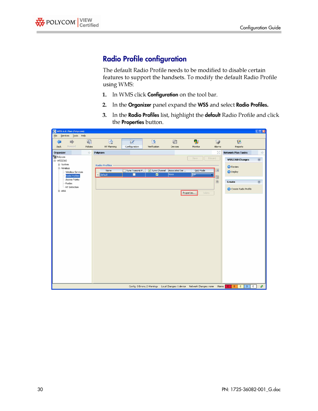 Polycom 1725-36082-001 manual Radio Profile configuration 