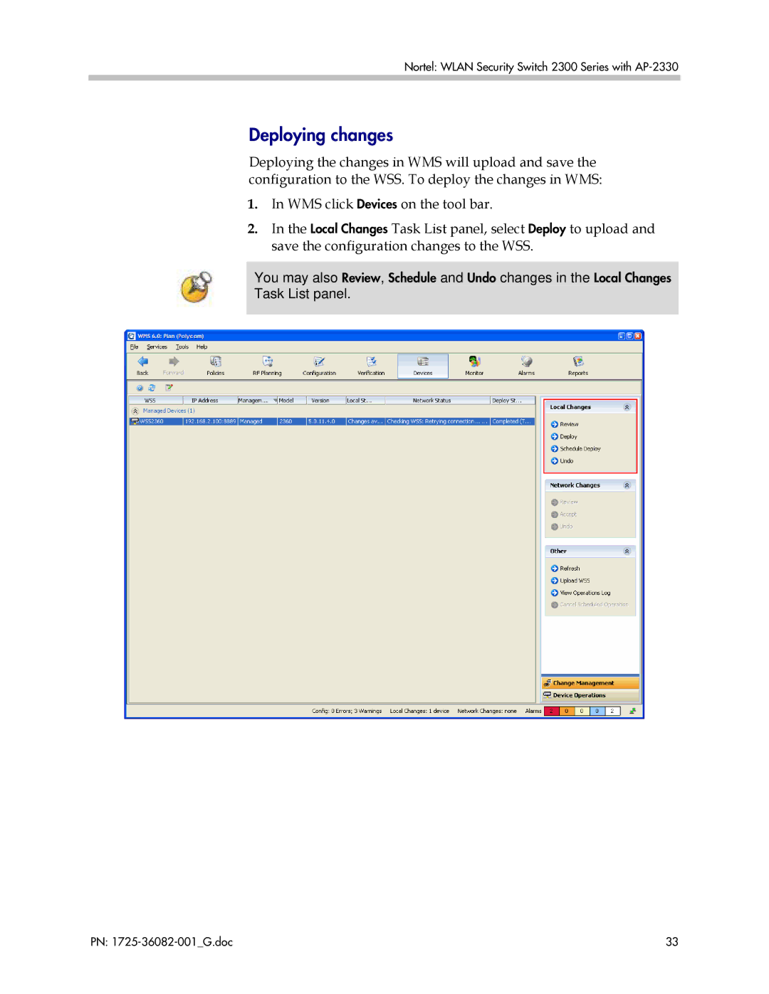 Polycom 1725-36082-001 manual Deploying changes 