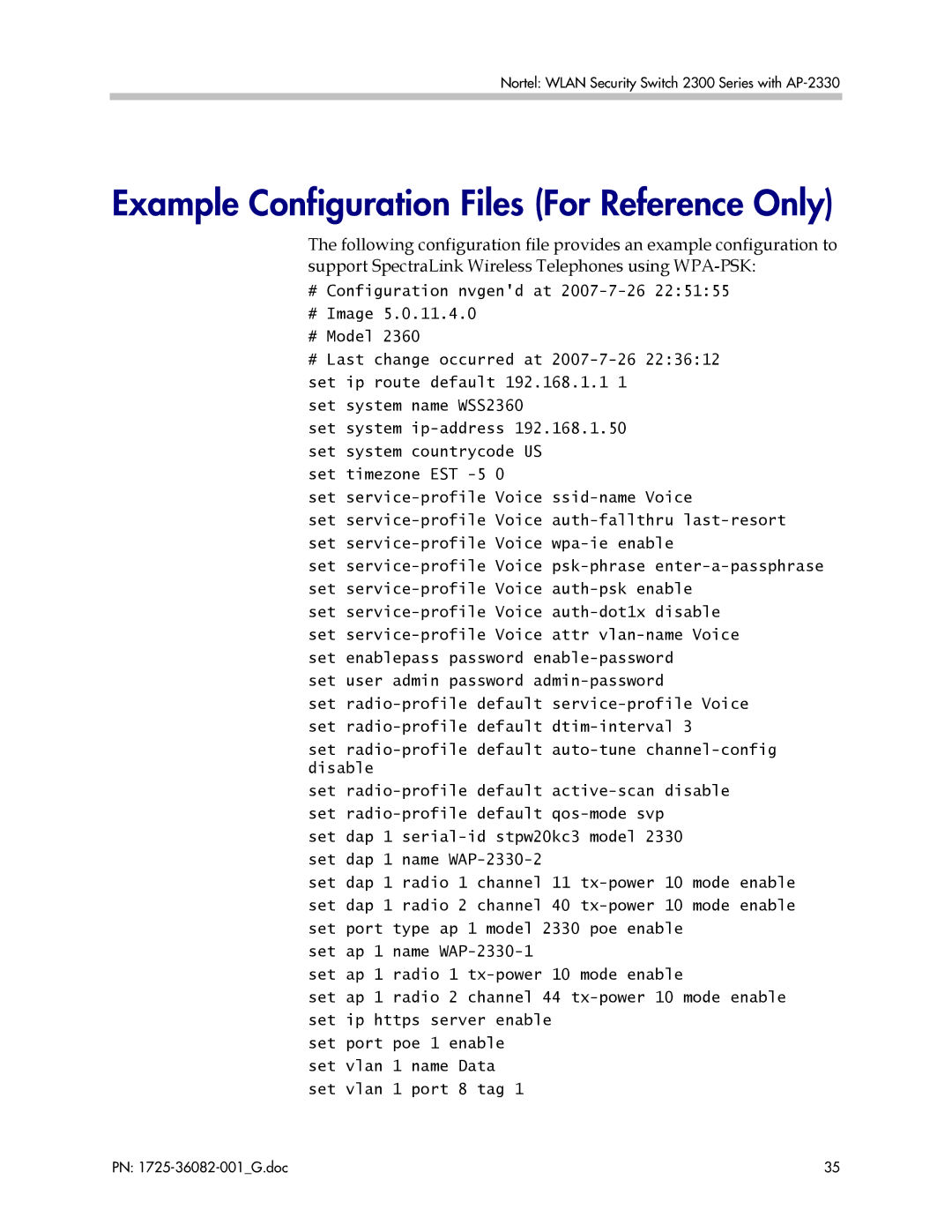 Polycom 1725-36082-001 manual Example Configuration Files For Reference Only 