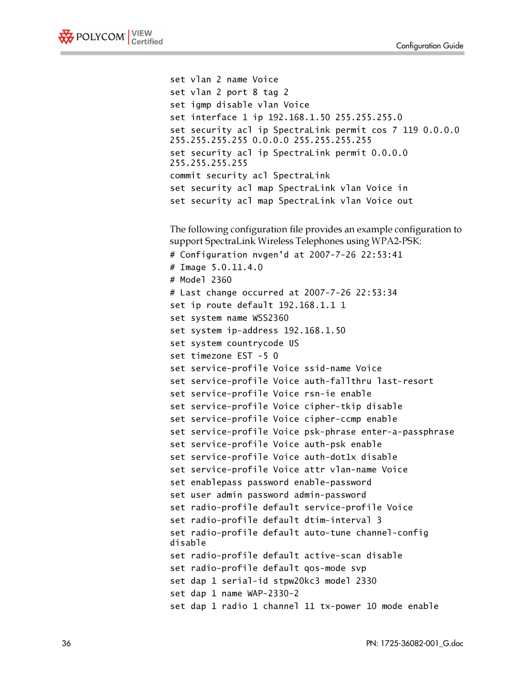 Polycom 1725-36082-001 manual Configuration Guide 