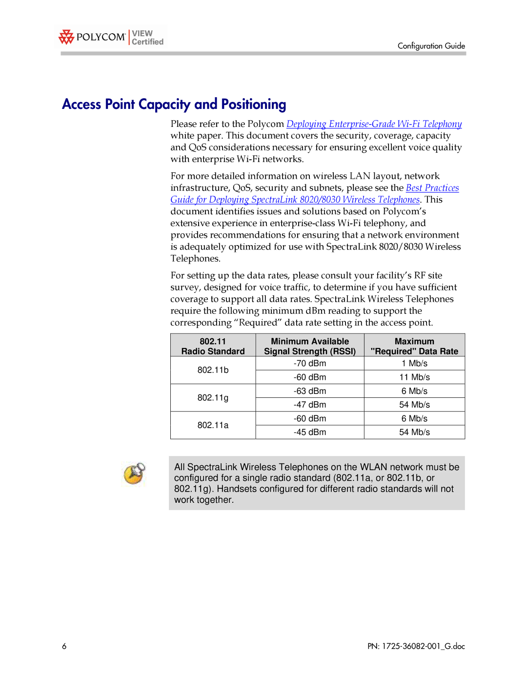 Polycom 1725-36082-001 manual Access Point Capacity and Positioning 