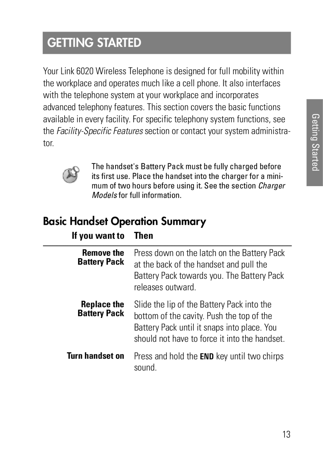 Polycom 1725-36092-001 manual Getting Started, Basic Handset Operation Summary, If you want to Then 