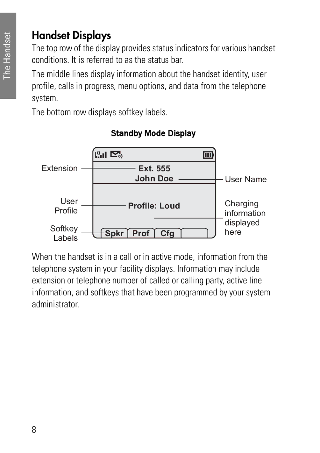 Polycom 1725-36092-001 manual Handset Displays, Standby Mode Display 