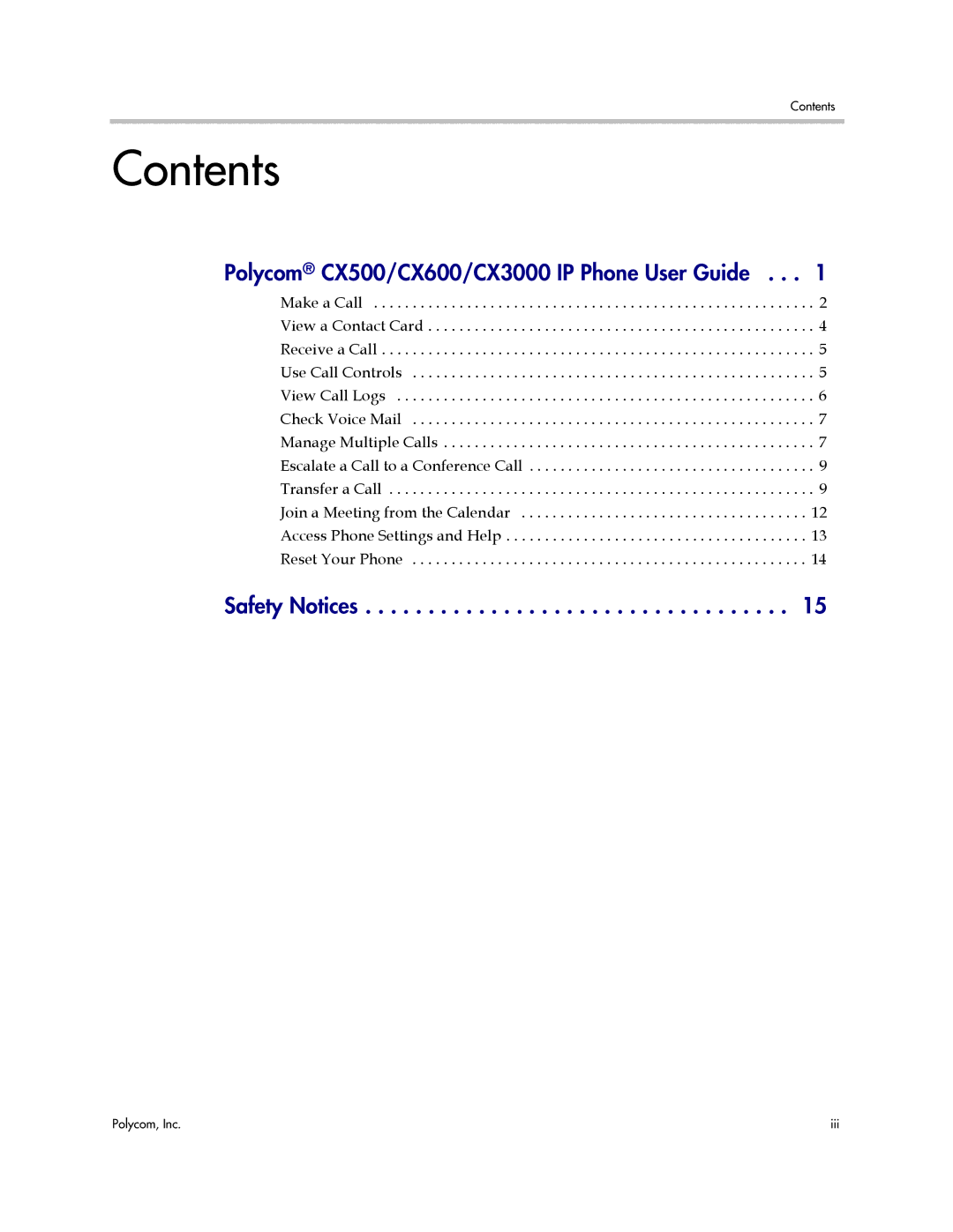 Polycom 1725-44328-001 manual Contents 