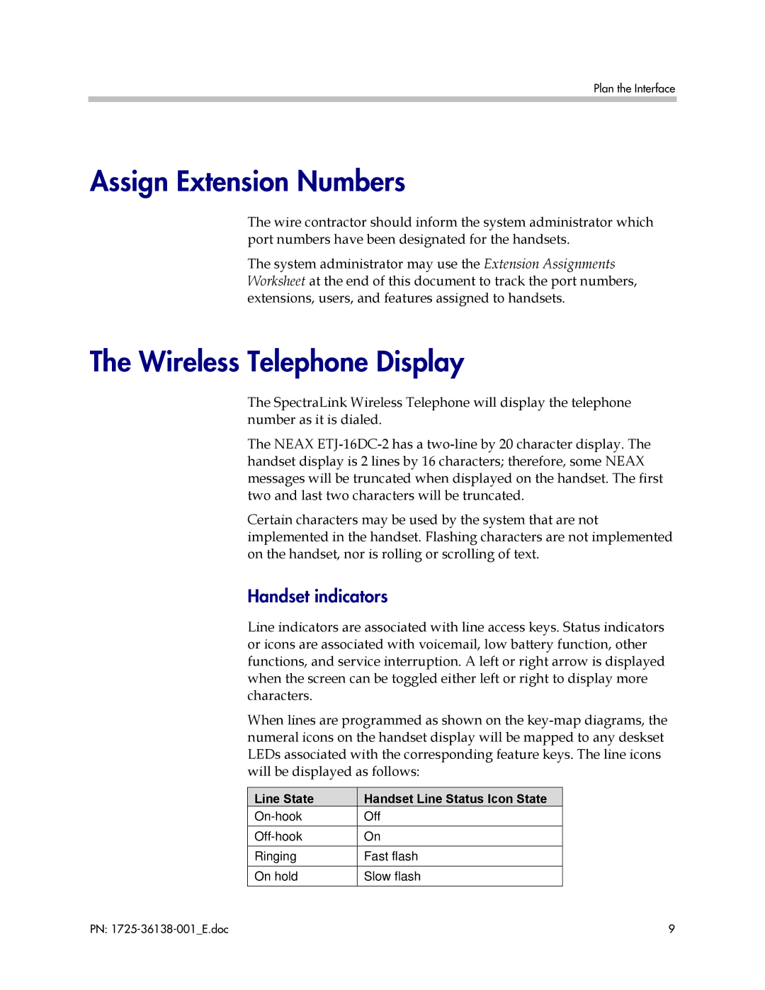 Polycom 2400, 2000 manual Assign Extension Numbers, Wireless Telephone Display, Handset indicators 