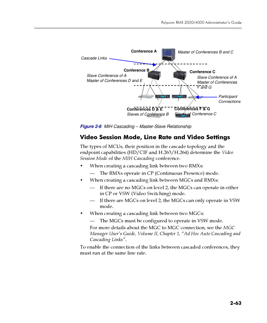 Polycom 2000/4000 manual Video Session Mode, Line Rate and Video Settings, Conference B Conference C 