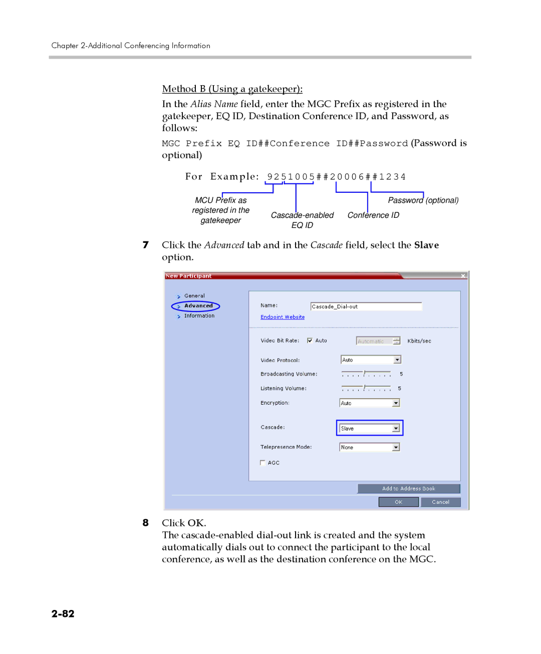 Polycom 2000/4000 manual MCU Prefix as Password 