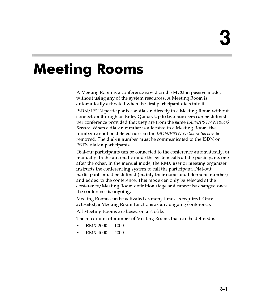 Polycom 2000/4000 manual Meeting Rooms 