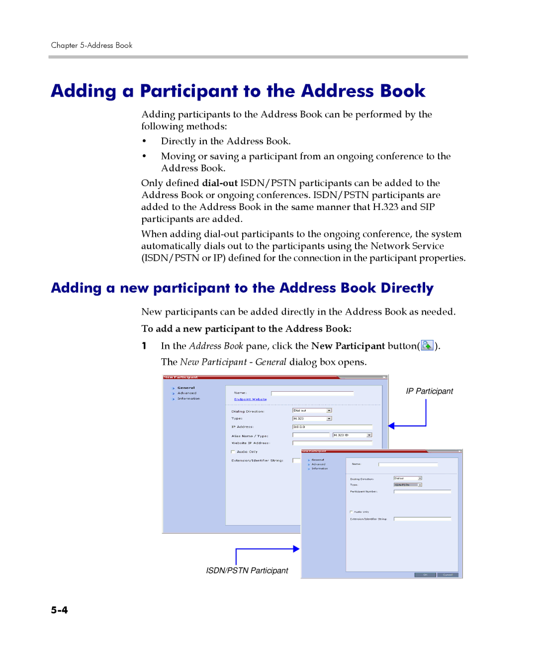 Polycom 2000/4000 manual Adding a Participant to the Address Book, Adding a new participant to the Address Book Directly 