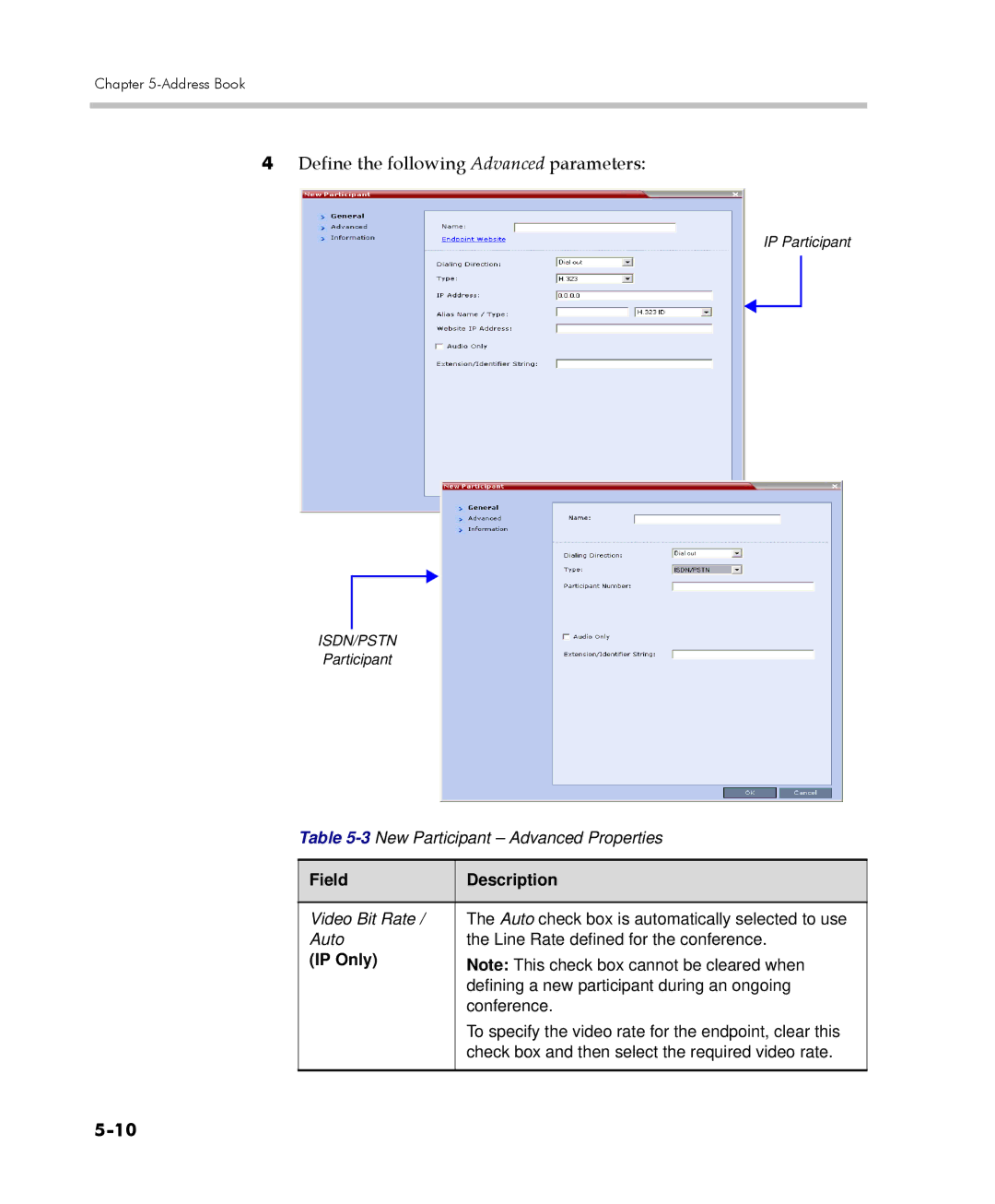 Polycom 2000/4000 manual Define the following Advanced parameters, IP Only 