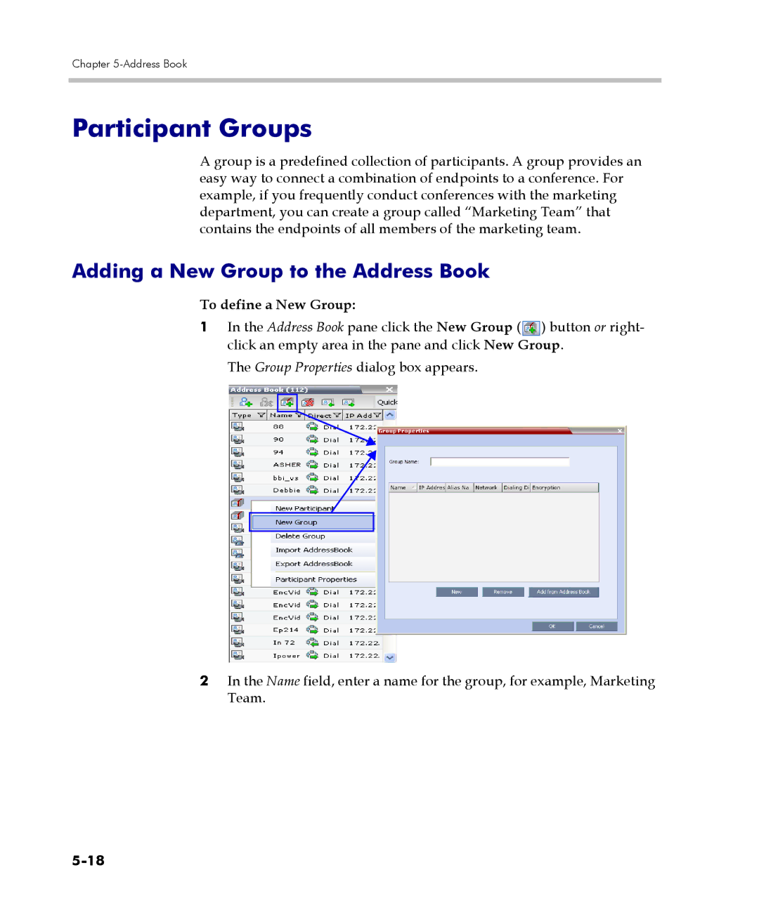 Polycom 2000/4000 manual Participant Groups, Adding a New Group to the Address Book, To define a New Group 