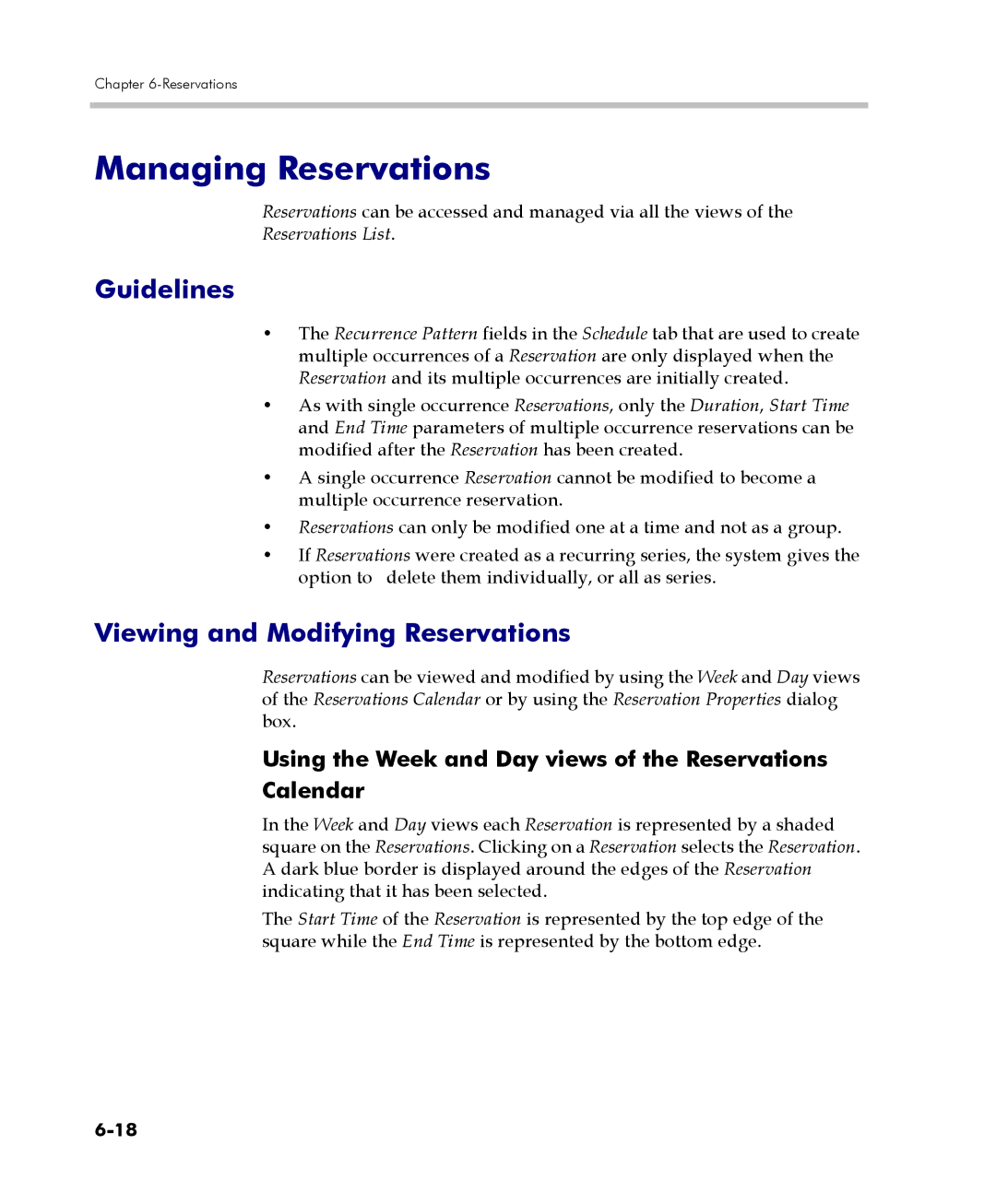 Polycom 2000/4000 manual Managing Reservations, Viewing and Modifying Reservations, Reservations List 