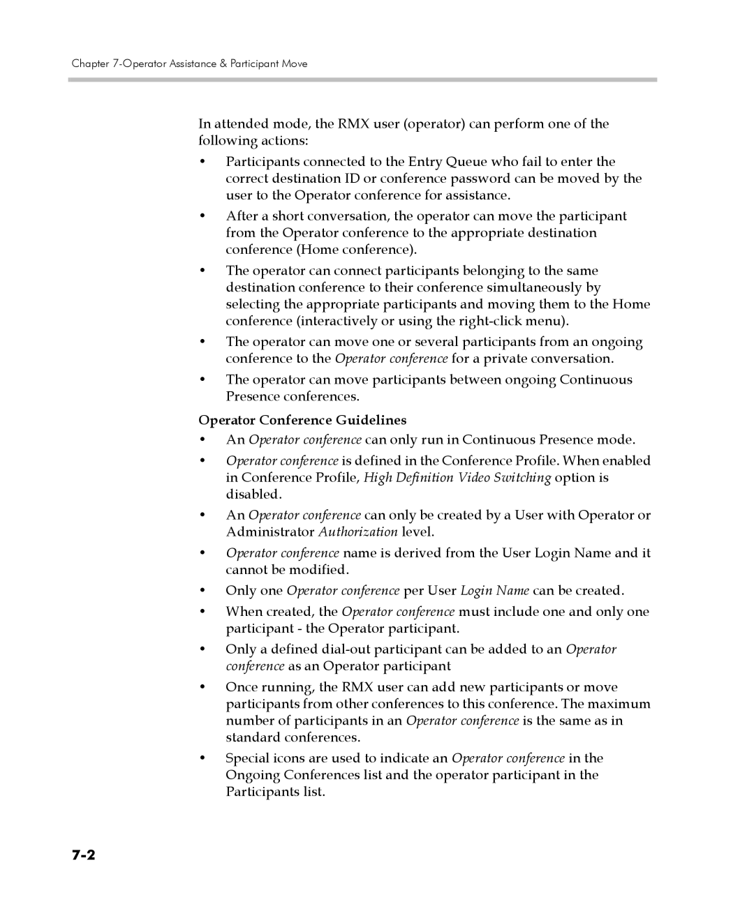 Polycom 2000/4000 manual Operator Conference Guidelines 