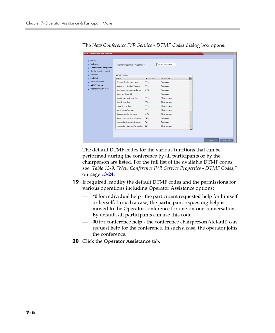 Polycom 2000/4000 manual New Conference IVR Service Dtmf Codes dialog box opens, Click the Operator Assistance tab 