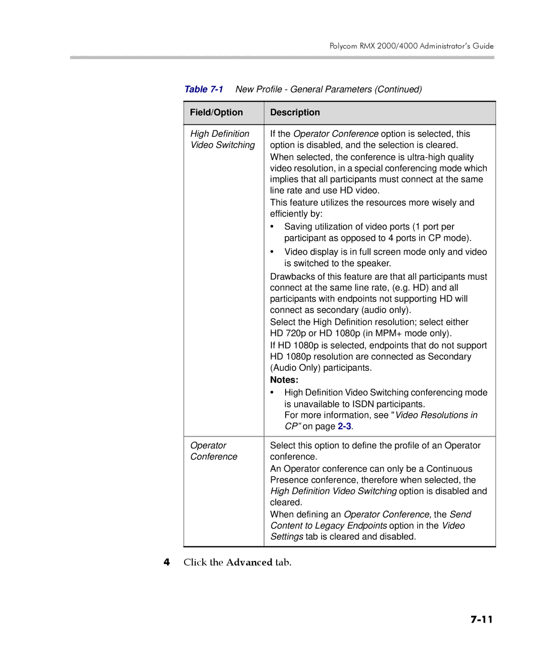 Polycom 2000/4000 manual Line rate and use HD video 