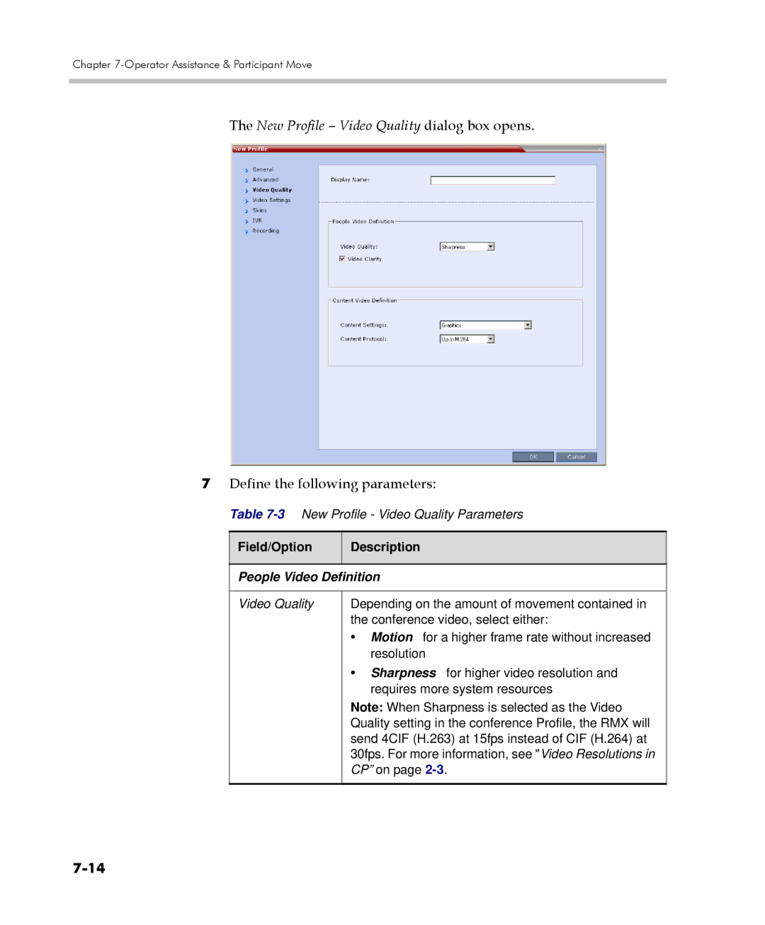 Polycom 2000/4000 manual 3New Profile Video Quality Parameters 