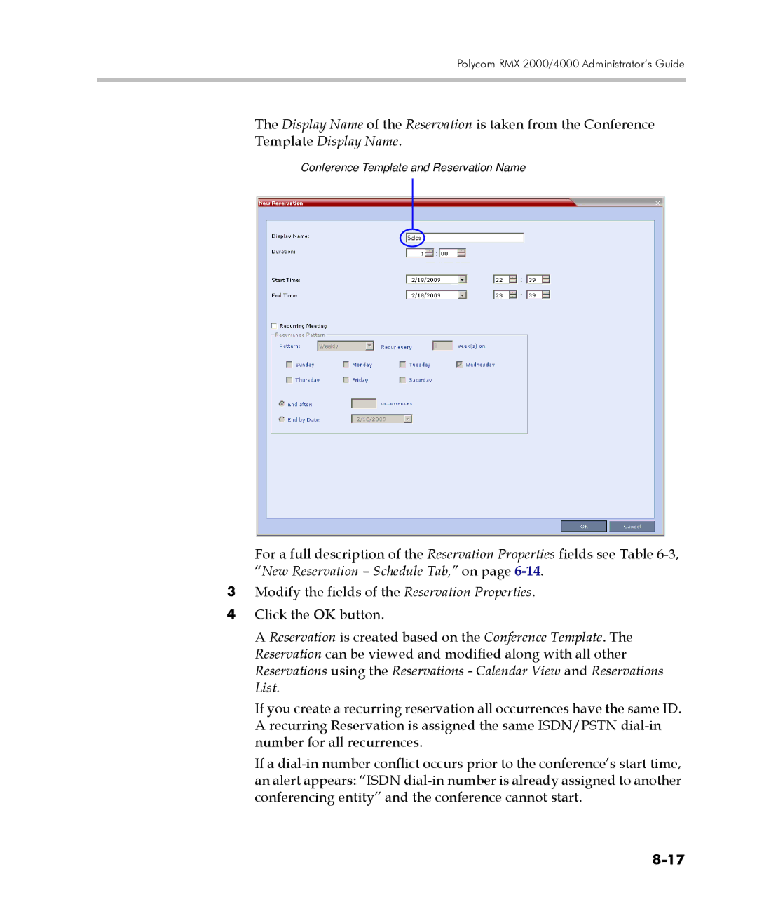 Polycom 2000/4000 manual Conference Template and Reservation Name 