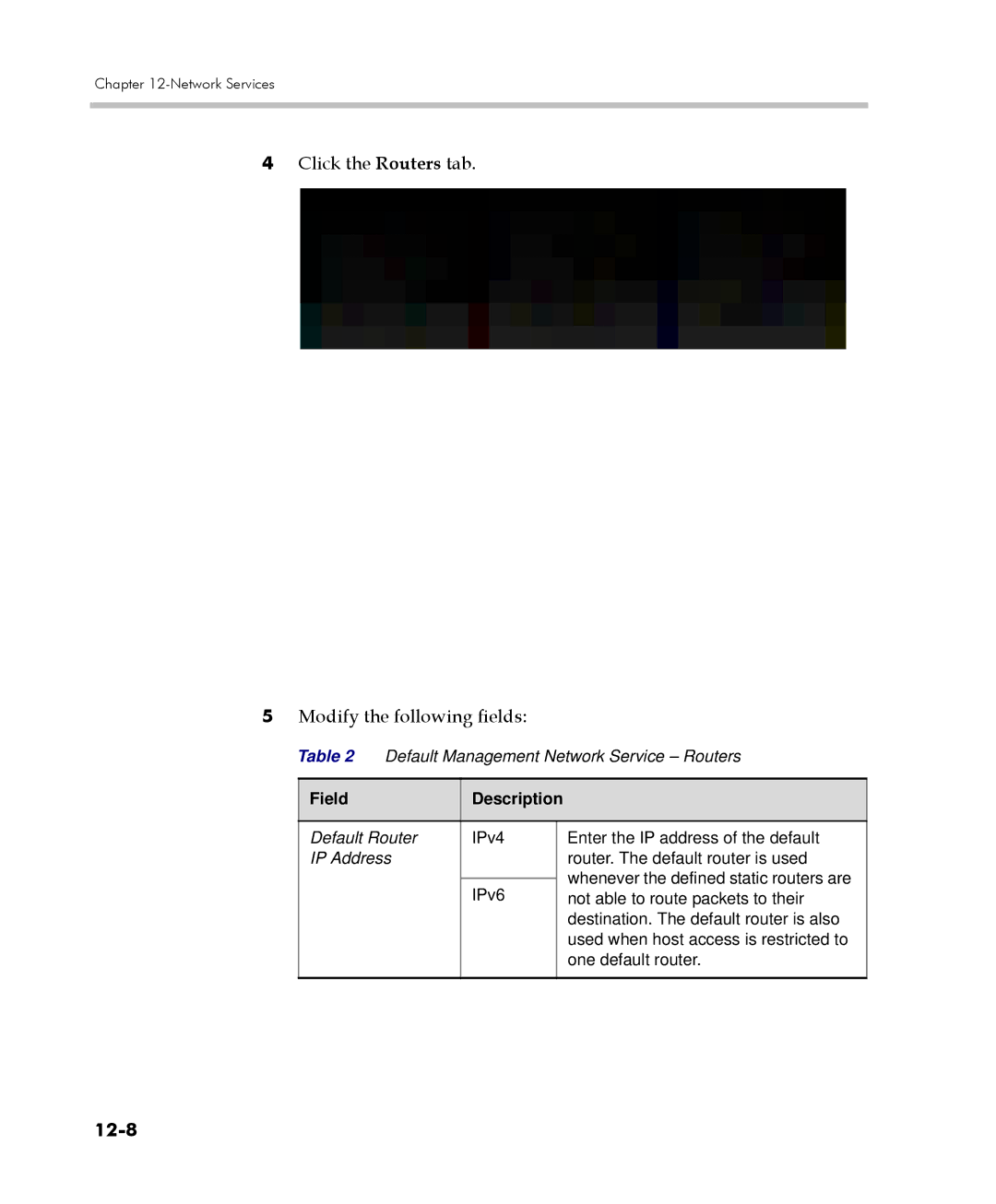 Polycom 2000/4000 manual Click the Routers tab Modify the following fields, 12-8 