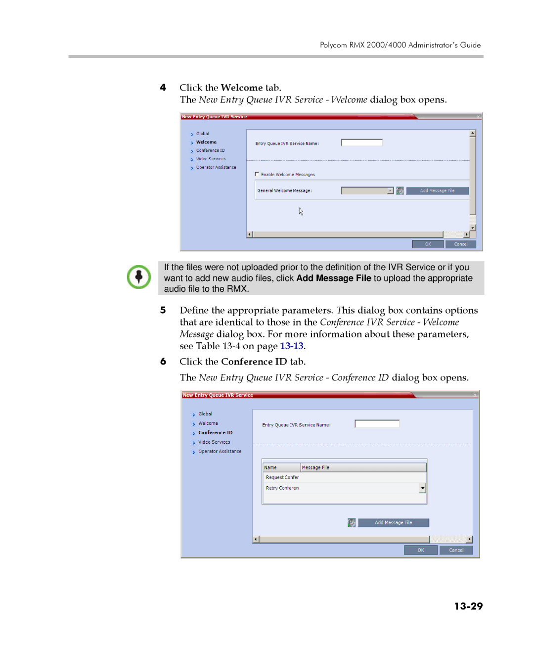 Polycom 2000/4000 manual Click the Welcome tab, 13-29 