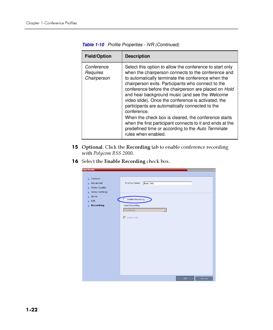 Polycom 2000/4000 manual Field/Option Description 