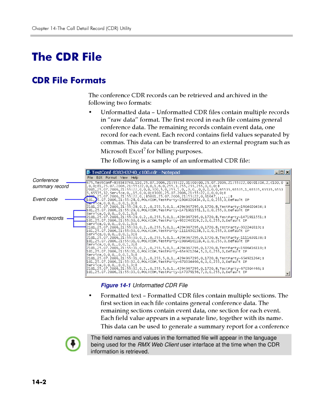 Polycom 2000/4000 manual CDR File Formats, 14-2 