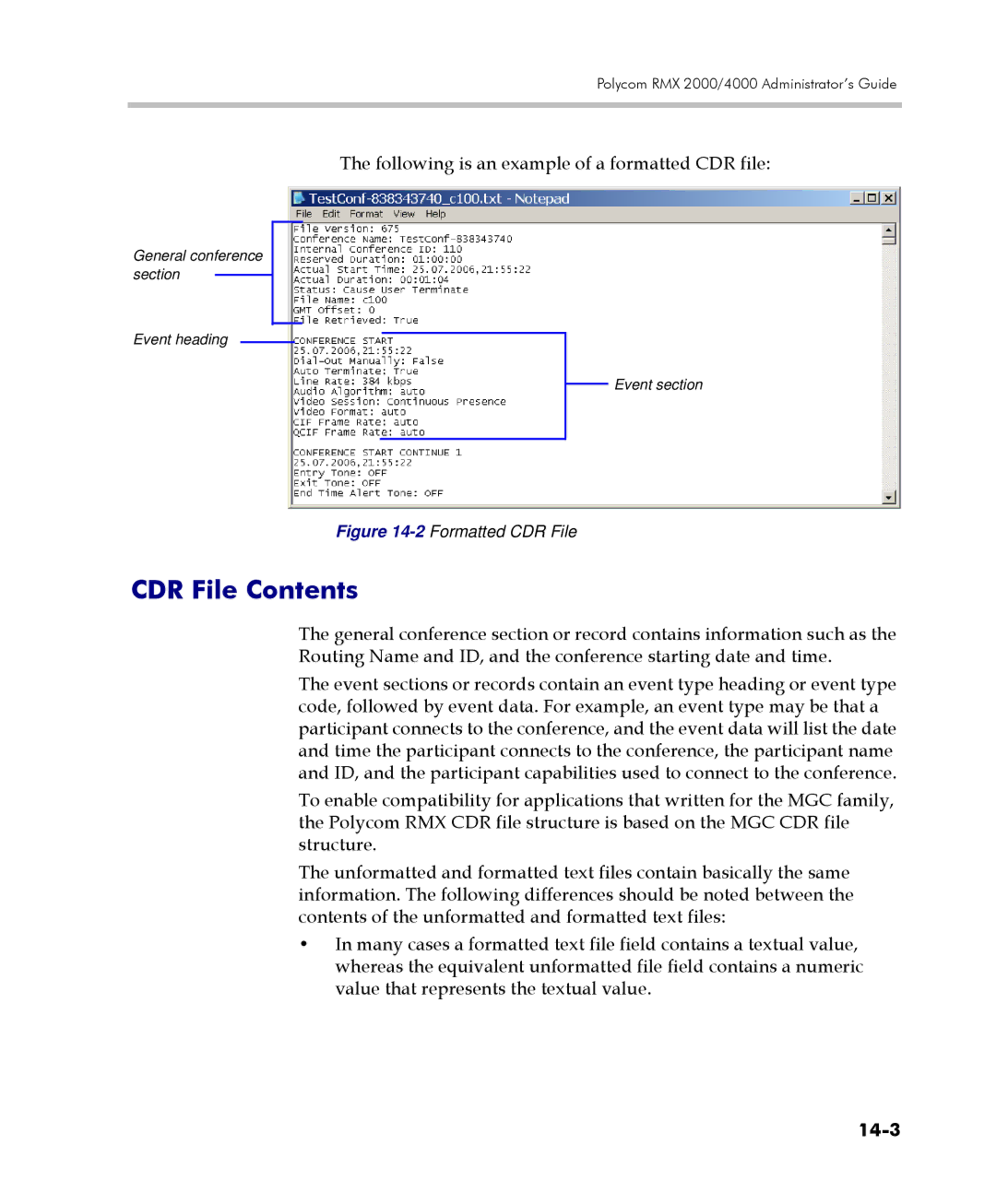 Polycom 2000/4000 manual CDR File Contents 