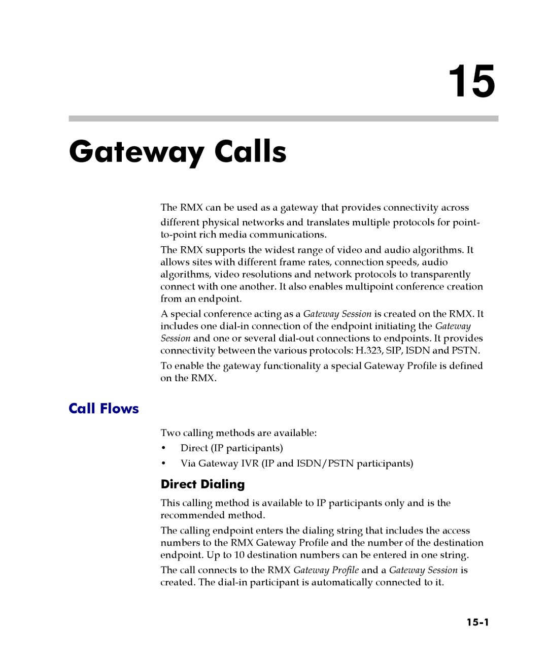 Polycom 2000/4000 manual Call Flows, Direct Dialing, 15-1 