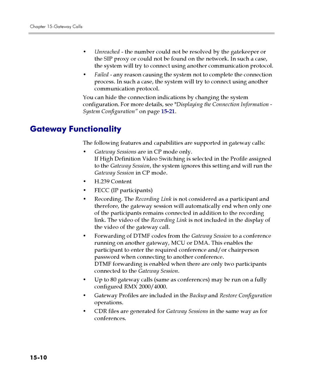 Polycom 2000/4000 manual Gateway Functionality, 15-10 