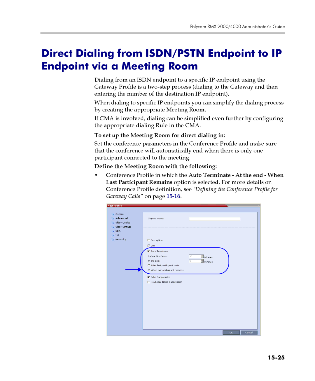 Polycom 2000/4000 manual To set up the Meeting Room for direct dialing, 15-25 