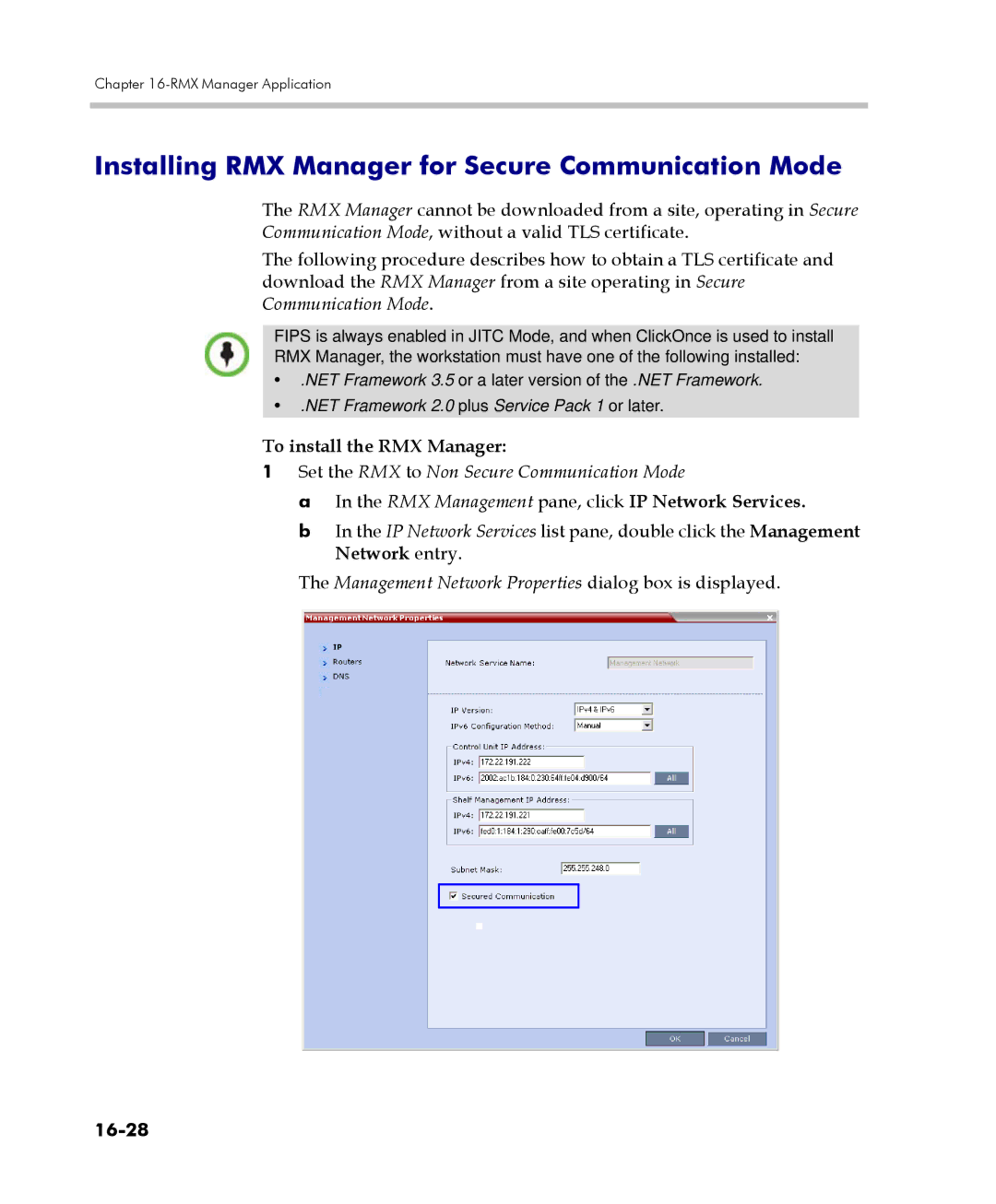 Polycom 2000/4000 manual Installing RMX Manager for Secure Communication Mode, To install the RMX Manager, 16-28 