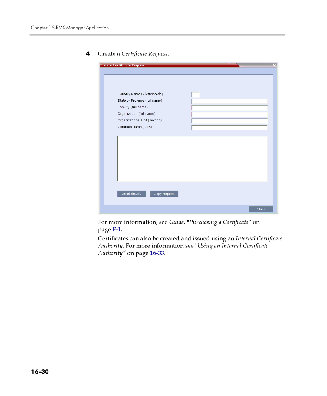 Polycom 2000/4000 manual Create a Certificate Request, 16-30 