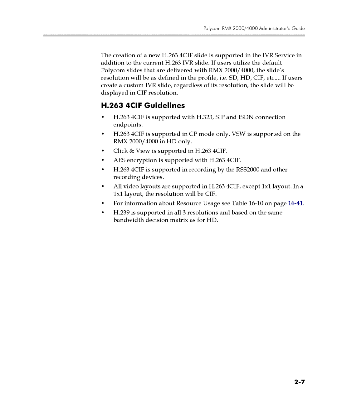 Polycom 2000/4000 manual 263 4CIF Guidelines 