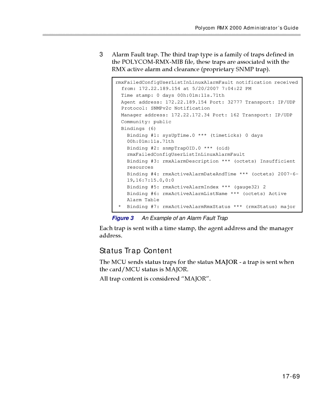 Polycom 2000/4000 manual Status Trap Content, 17-69 