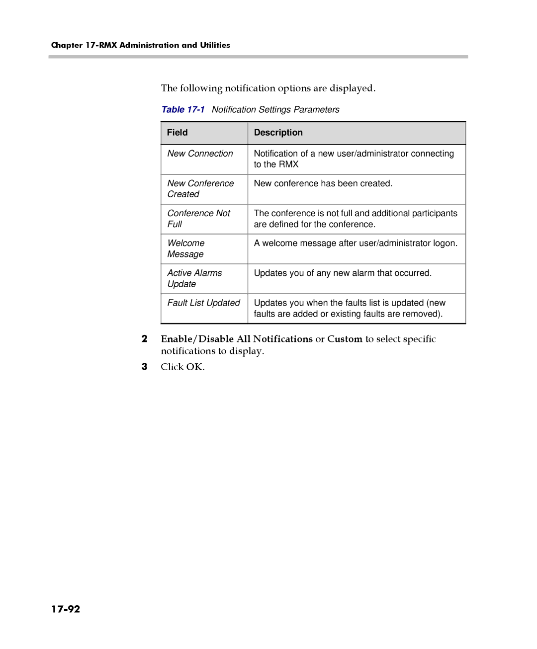 Polycom 2000/4000 manual Following notification options are displayed, 17-92 