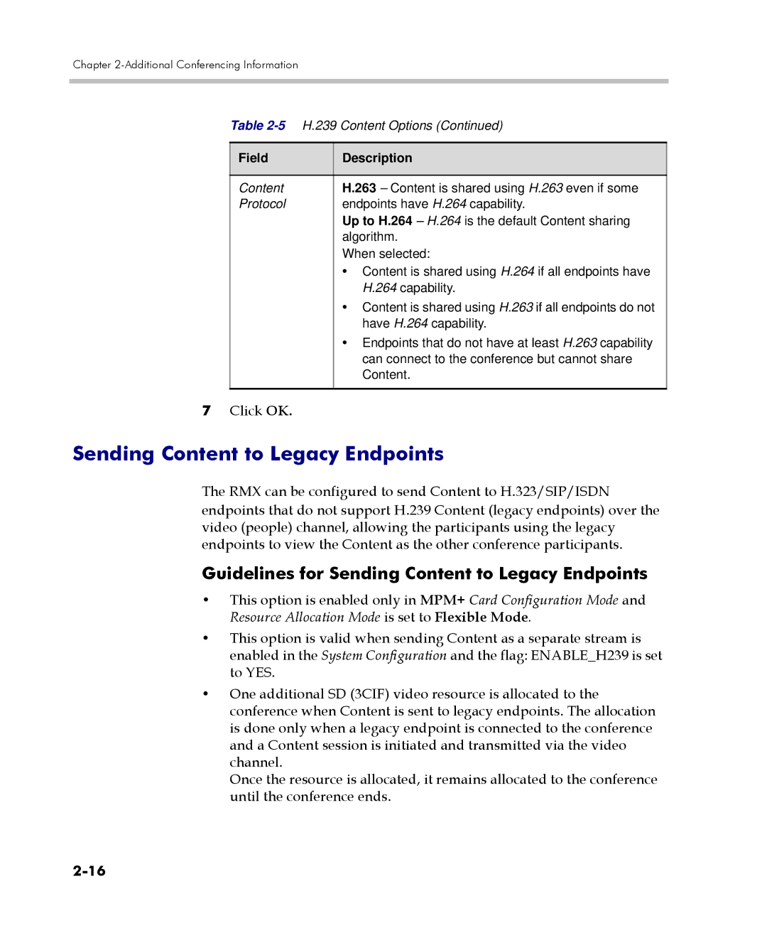 Polycom 2000/4000 manual Guidelines for Sending Content to Legacy Endpoints 