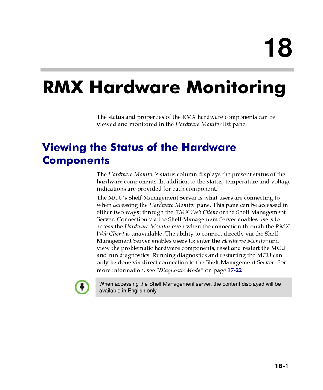 Polycom 2000/4000 manual Viewing the Status of the Hardware Components, 18-1 