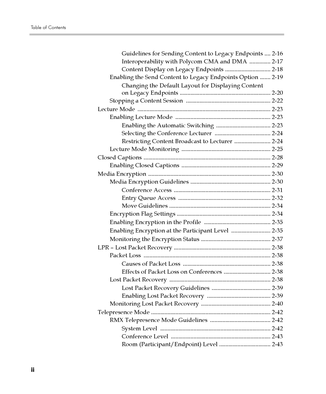 Polycom 2000/4000 manual Table of Contents 